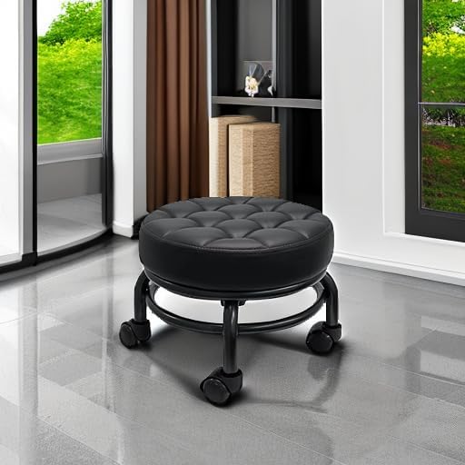 A&A Rolling/Scoot Stool | Comfortable | Heavy-Duty/Sturdy | 360 Degree Ro...