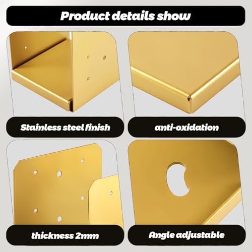 4"x4" Adjustable Post Base, 4Pcs，Golden,Stainless Steel Post Anchor...