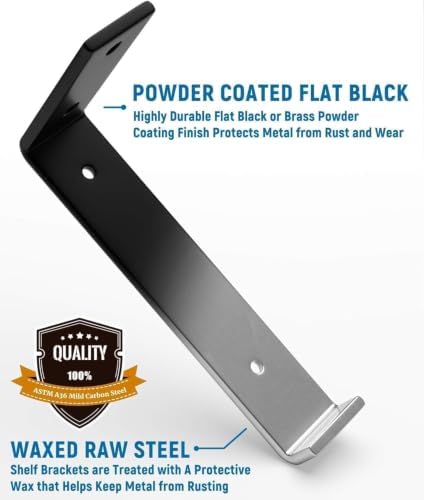 LEOPO 10 inch Shelf Brackets 8-Pack, 1/5" Thick Floating Shelf Bracket