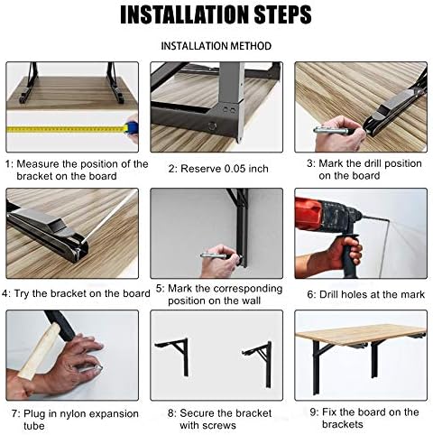 WALMANN 24" Folding Shelf Brackets, Collapsible Brackets for Shelves