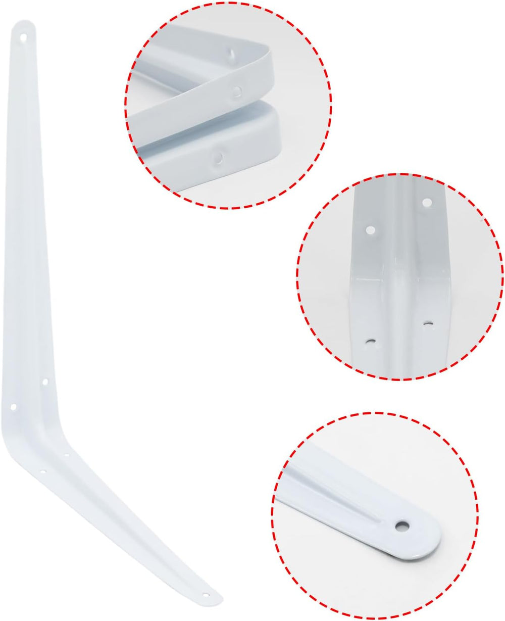 24Pcs 12 x 10 Inch White Shelf Brackets, L Brackets