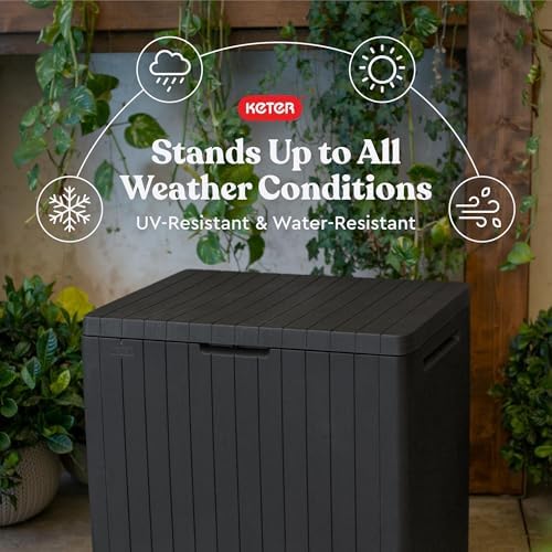 Keter City 30 Gal Outdoor Storage Box and Patio Side Table