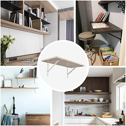 Heavy Duty Shelf Brackets, 12 x 8 Inch White Metal L Brackets, 10 Pack