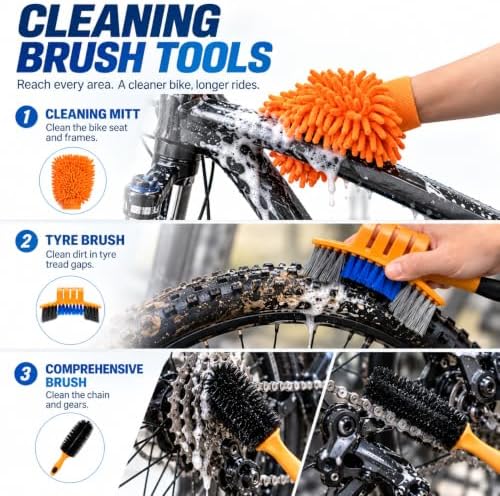 Bike Cleaning Kit, 13-Piece with Degreaser, Lube & Chain Scrubber