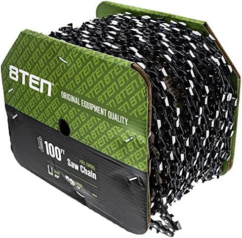 8TEN Chainsaw Chain Bulk Reel Full Chisel 100 Foot .050 Gauge 3/8 Pitch
