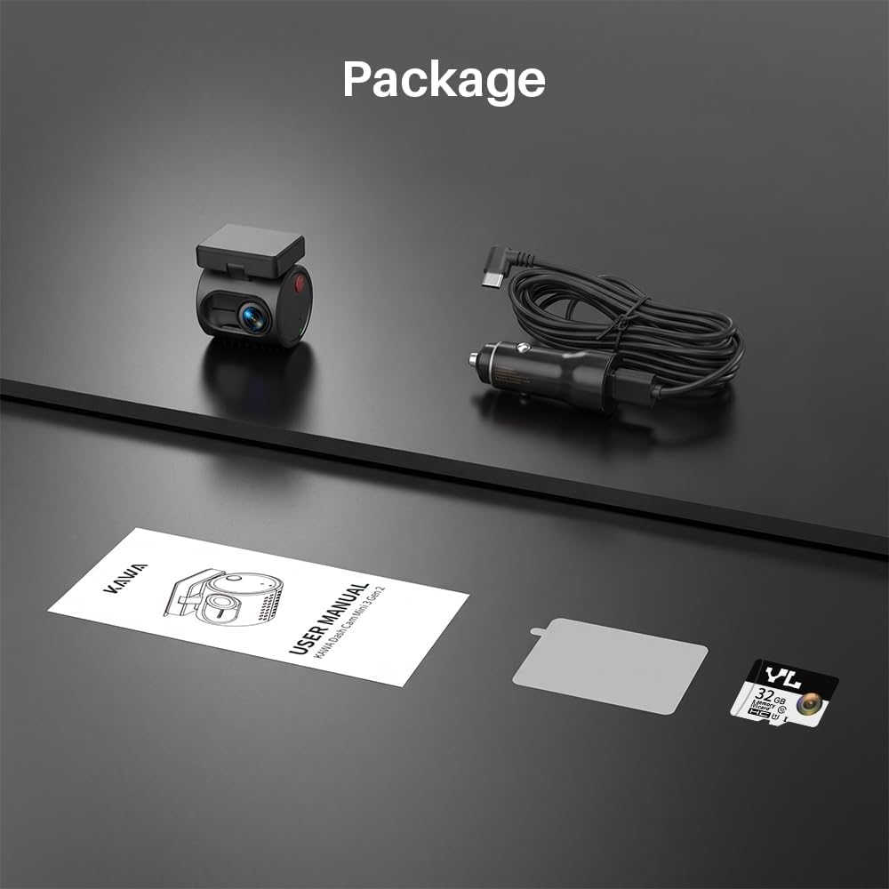 KAWA Tiny Dash Cam, Voice Control & WiFi 2K Mini Camera for Car
