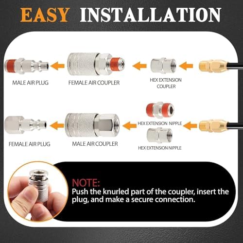 48 Pcs 1/4" NPT Air Compressor Coupler & Plug Kit Air Hose Fitting
