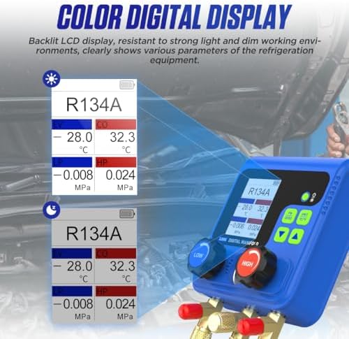 PLAYOCCAR Digital HVAC Manifold Gauge Kit R32 R410A R11 R12