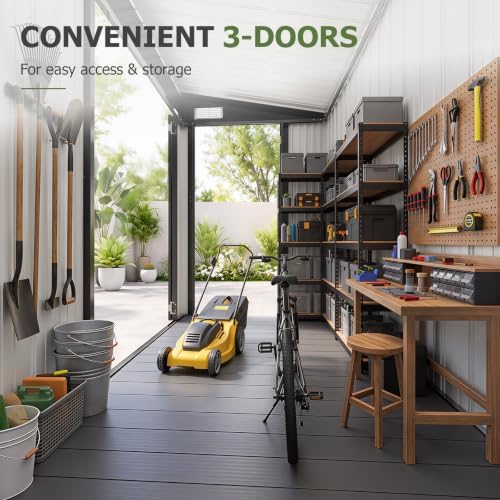 Aoxun 7.5'x4' Outdoor Storage Shed with 3 Lockable Doors & 14mm P...