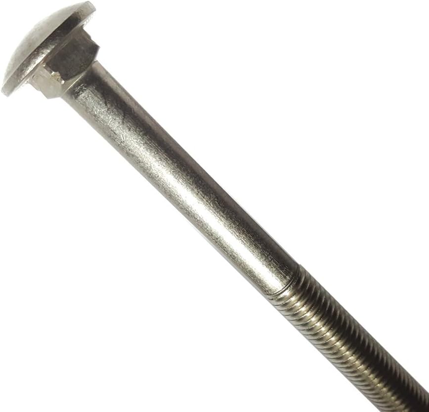 3/8-16 x 9 Carriage Bolts, Round Head, Square Neck, Stainless Steel 18-8, Par...