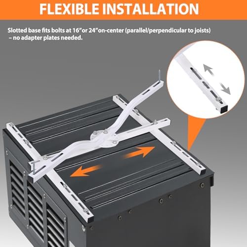 Heavy Duty Swivel H-Bracket for Garage Heaters, 200 LB Capacity Flush Mount w...