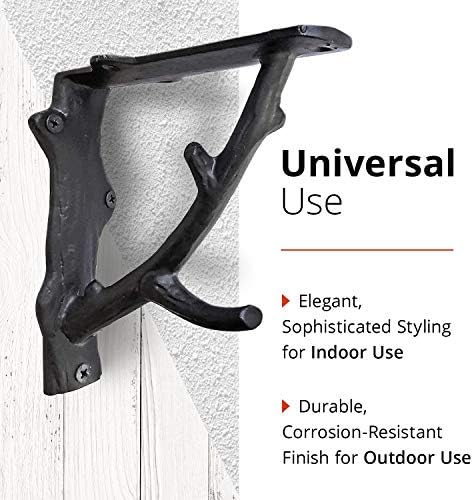 NACH Decorative Shelf Brackets, 4 Pack of 5.5 x 1.8 x 5.5 inch, Black Cast Ir...