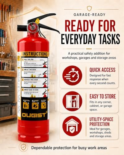 Ougist Home Fire Extinguisher, 2.5 lb ABC Dry Chemical 1-A:10-B:C, 1 Pack