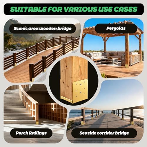 4"x4" Adjustable Post Base, 4Pcs，Golden,Stainless Steel Post Anchor...