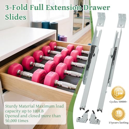 5Pair(10Pack) 18 Inch Undermount Drawer Slides with Rear Mount Bracket