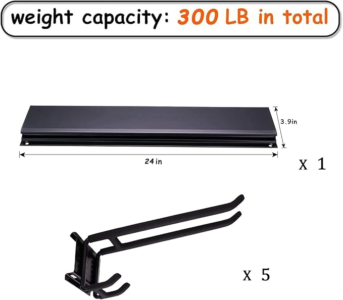 Ultrawall 24-Inch Wall Mounted Ski Rack, Holds Up to 300lbs, Powder-Coated Steel