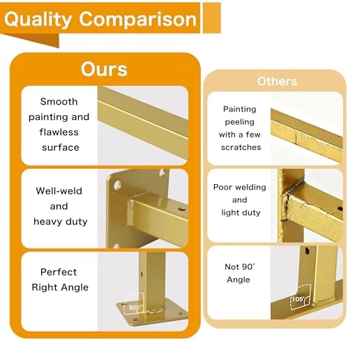 EZYDECOR 6 Pcs Gold Shelf Brackets Heavy Duty Brackets for Shelves 10 Inch