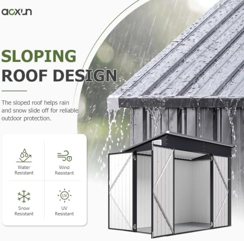 Aoxun 7.5'x4' Outdoor Storage Shed with 3 Lockable Doors & 14mm P...