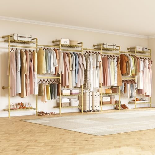 ONBRILL L7 Wall Mounted Industrial Pipe Clothing Rack, Corner Closet System