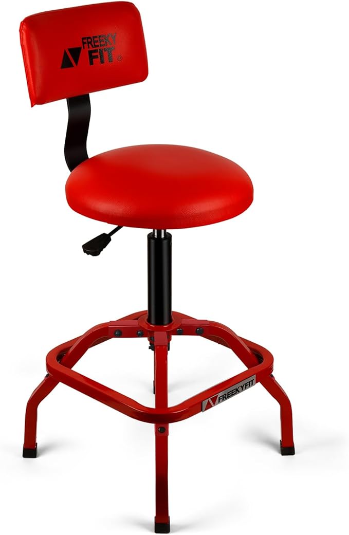 Shop Stool with Backrest, Mechanic Garage Stool
