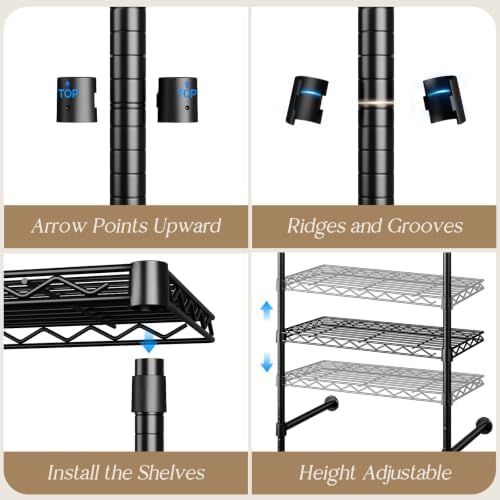Wall Mounted Closet System, Heavy Duty 6-Row Clothes Rack, Expandable Industr...
