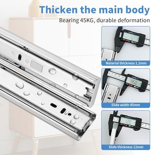 16 inch Drawer Slides 4 Pairs (8pcs) Soft Self Close Full Extension Ball Bear...