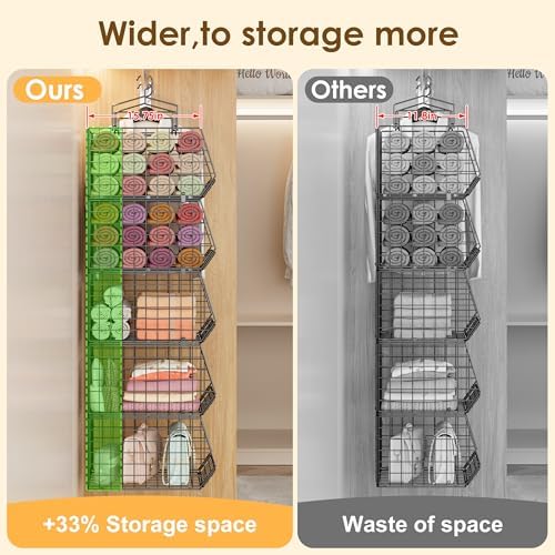 Capacity Upgrade Edition Deeper 4'' 5 Tier Foldable Hanging Closet Or...