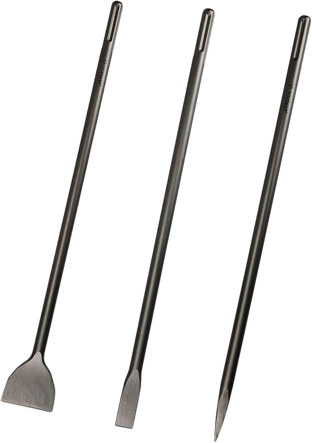 24 Inch SDS Max 3pc Set - 1 Inch Flat Chisel, Point Chisel and 3 Inch Scaling...