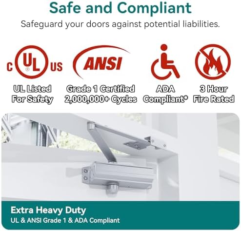 POWAWINI Grade 1 Heavy Duty Automatic Door Closer Residential Commercial