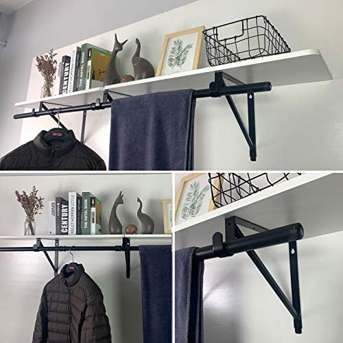 Heavy Duty Closet Rod & Shelf Brackets Clothes Hanger Pole Support Bracke...