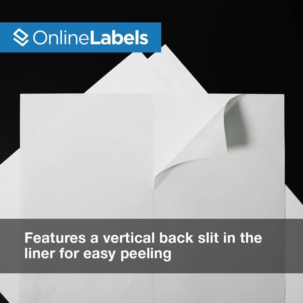 OnlineLabels 8.5" x 11" 1 Vert Back Slit - Removable Matte - 100 Sh...