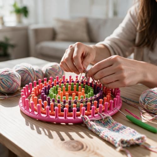 novelinks Round Knitting Looms Kit, Set of 10 Plastic Looms Knitting