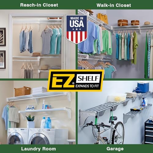 EZ Shelf-Expandable-Closet Shelf (NO Hanging Rod)- 42.5” to 75” -White-Easy I...