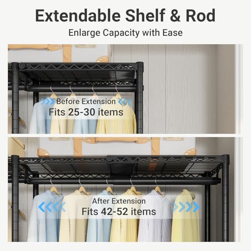 VIPEK X4 Expandable Heavy Duty Clothes Rack Wardrobe Closet Organizer Black