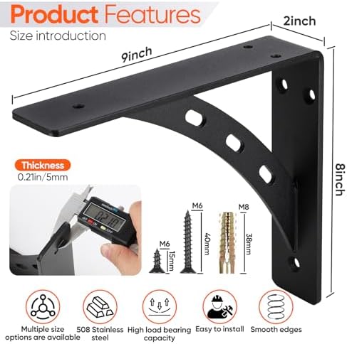 4-Pack Countertop Support Brackets 9"x8"x2"
