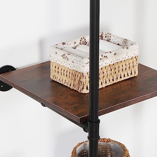 Industrial Pipe Clothing Rack with Shelves, 71inch Wall Mounted Closet Storag...