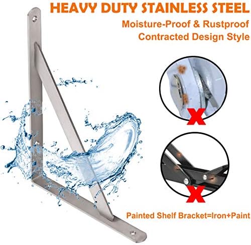 CLT Shelf Bracket 16” x 12" Max Load: 550 lb Heavy Duty Stainless Steel ...