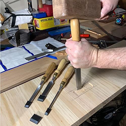 Schaaf Tools 4-Piece Wood Chisel Set for Woodworking, Cr-V 60 Steel Blades