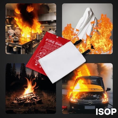 ISOP Fire Blanket for Home & Kitchen (47" x 70"), 2-Pack Heavy ...