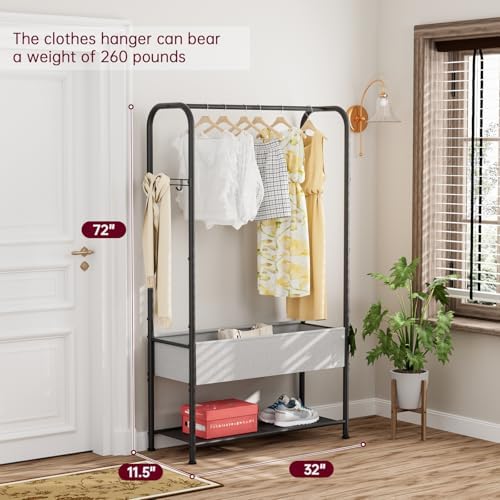 SINGAYE Wardrobe Standing Closet Clothing Rack With Shelf Hanging Clothes