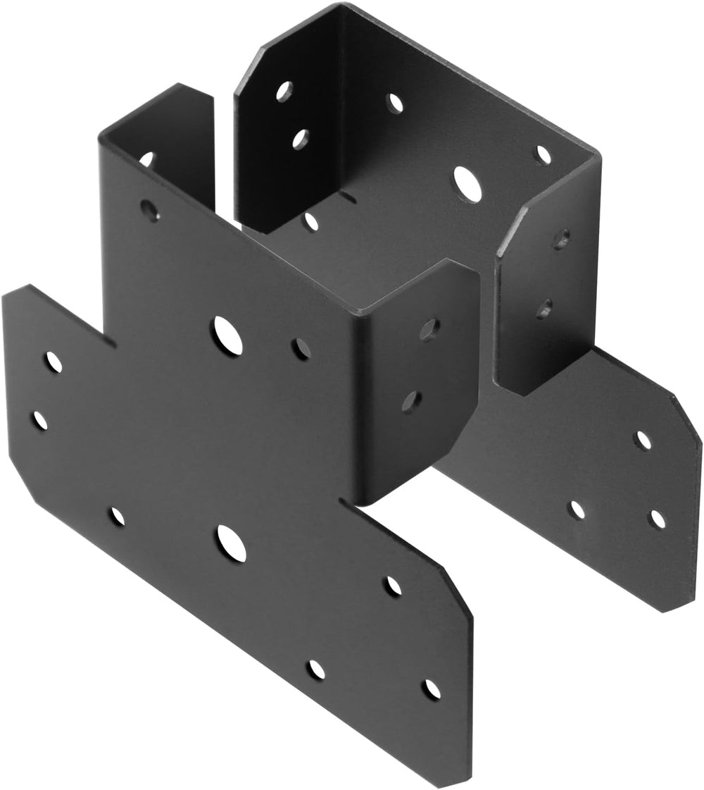 8 Pcs 4x4 Black T Shape Post and Beam Connector, Pergola Post Cap Bracket