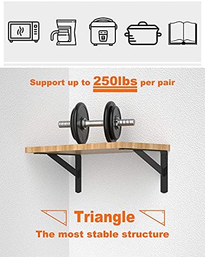 LuckIn 12 Inch Heavy Duty Shelf Bracket, Wall Shelf Brackets, 90 Degree Brack...