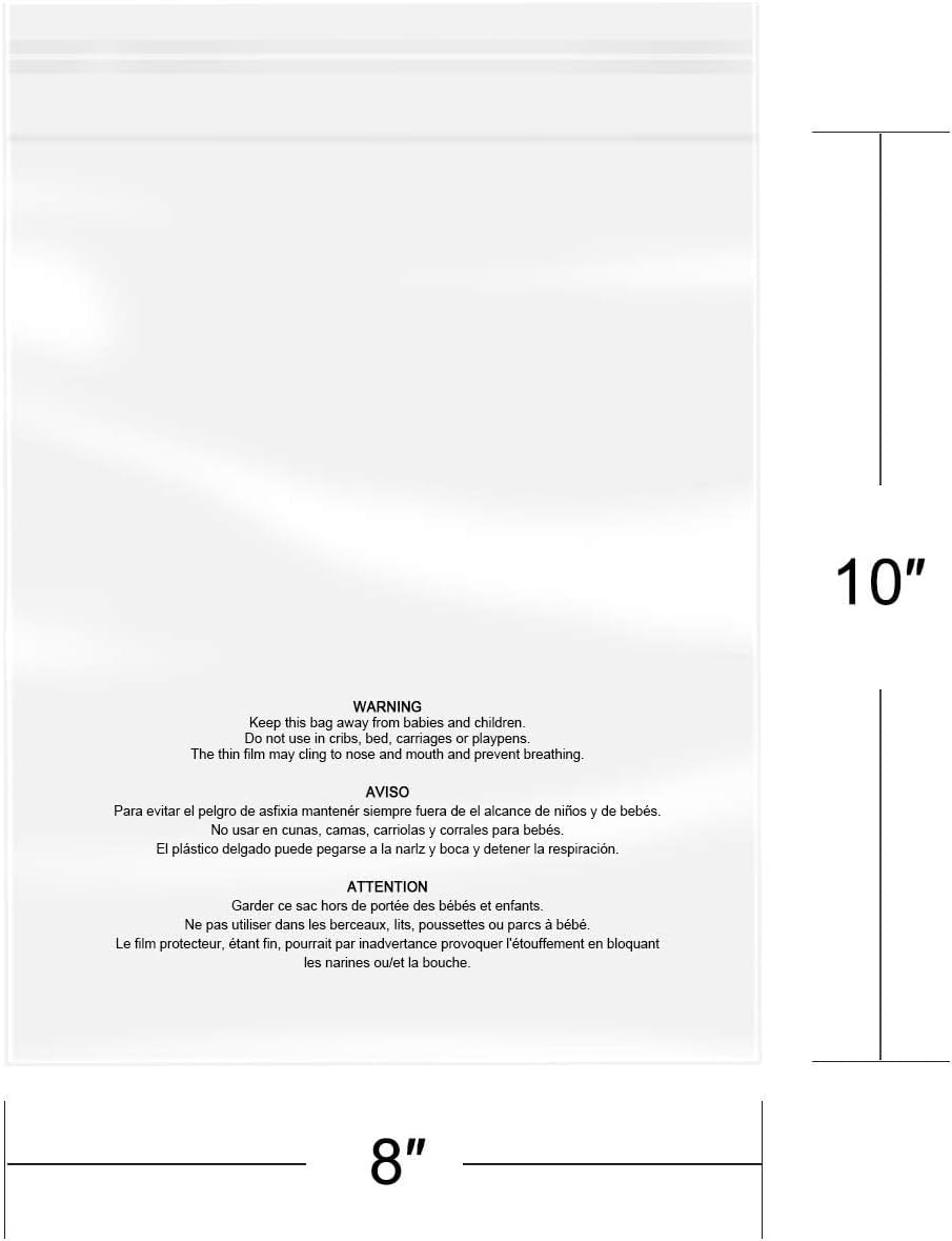 iMailer - 1000 Count - 8" x 10" Clear Poly Bags with Suffocation Wa...