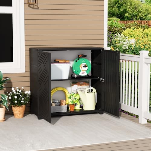 Mrosaa Storage Box Outdoor Caninet,Resin Indoor Storage Box Waterproof Outdoo...