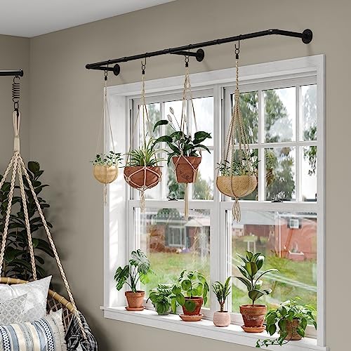 Industrial Pipe Clothes Rack with 3 S-shaped Hooks, 72’'L Wall Mounted Ga...