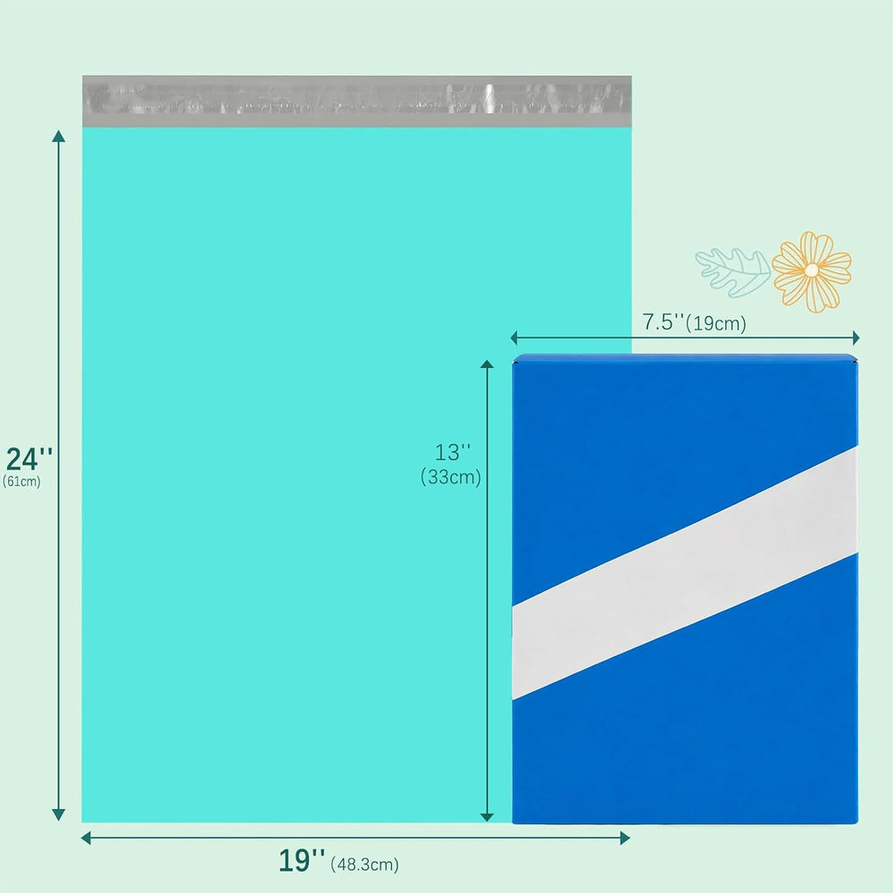 Fuxury Poly Mailers 19x24" 100 Pack,Large Shipping Bags for Clothing,Teal