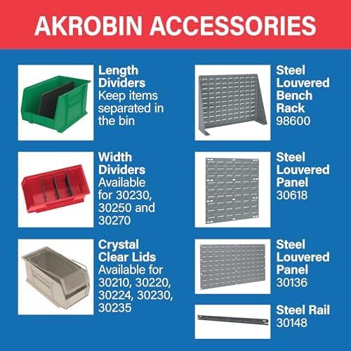 Akro-Mils 30260 AkroBins Plastic Storage Bins, 18"x11"x10", Bl...