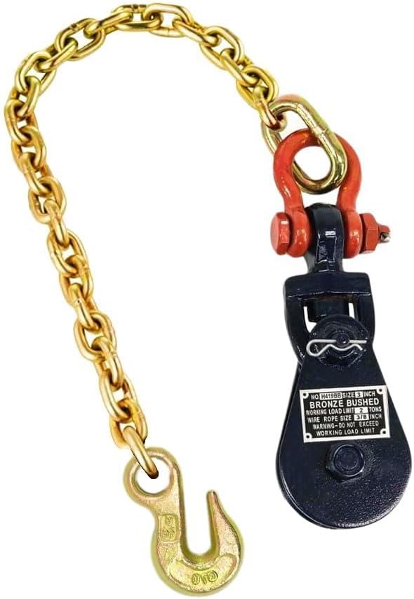 Mytee Products 2 Ton Snatch Block with Chain Flatbed Tow Truck Rollback Wreck...