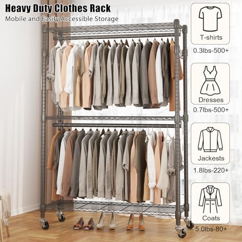 BATHWA Clothes Racks for Hanging Clothes, 25 mm tube Heavy Duty 47.3"W x...