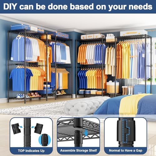 Ulif E12 Pro Clothes Rack，Heavy Duty Freestanding Garment Rack with Shelves，M...